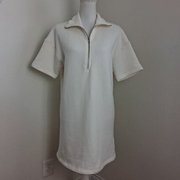 Reformation Hampton Sweat Dress Cotton With Fleece Lining In Cream Size Medium - Picture 9 of 10